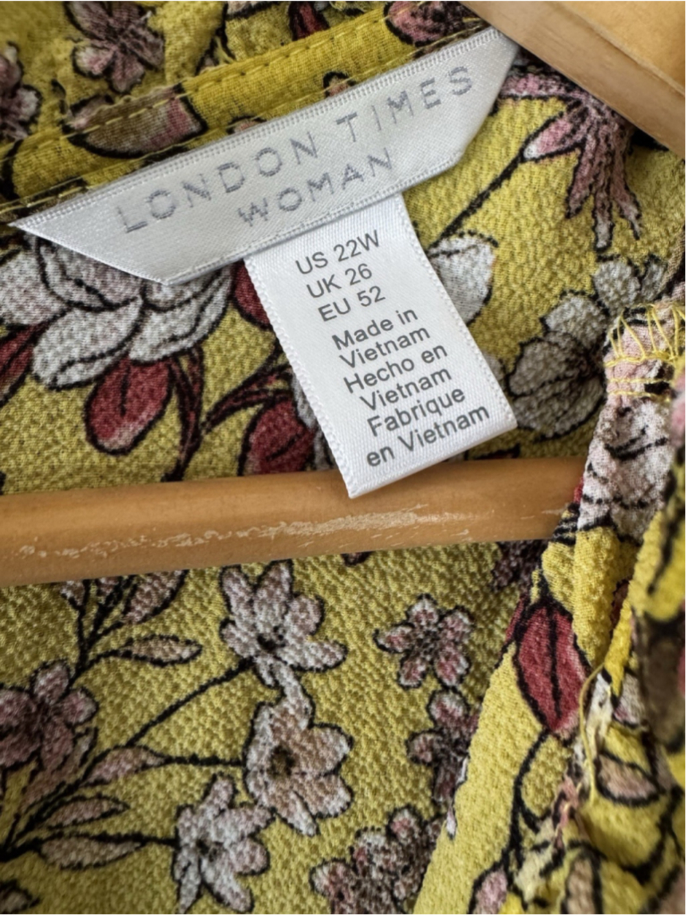 NWT London Times 22W Yellow Floral Wrap Midi Dress Plus Size Sleeveless Ruffle - Picture 6 of 6